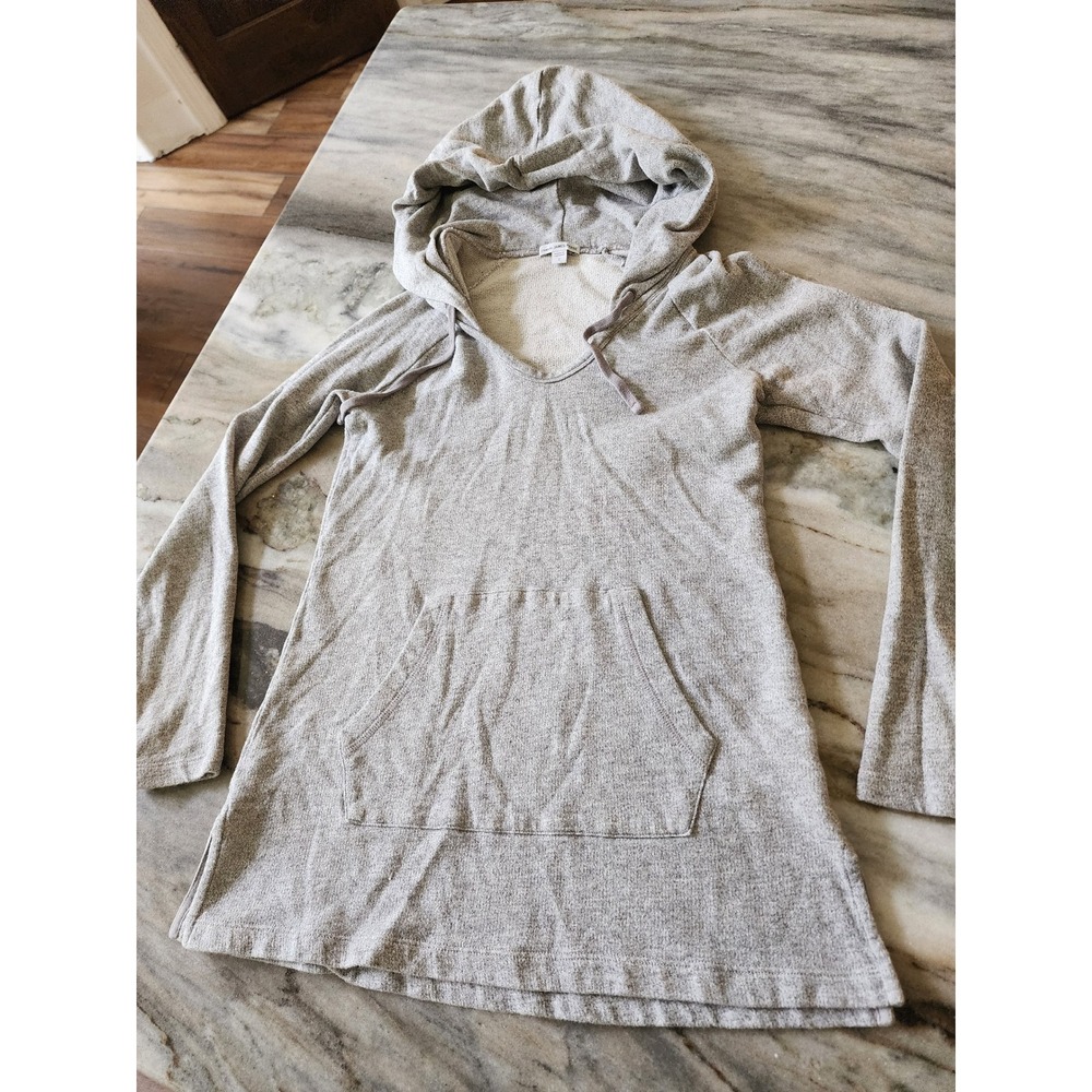 James Perse Standard‎ Heather Gray Cotton Hoodie V-Neck Size 2 M